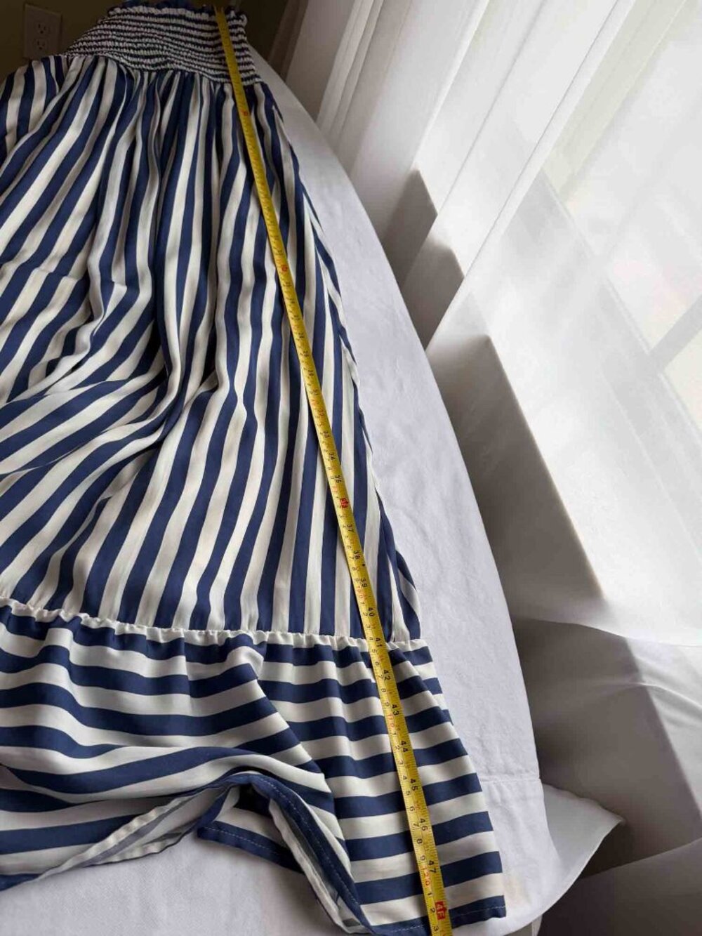 Summersalt Smocked Maxi Dress M Nautical Stripe Blue Mountain Bow Tie - Picture 13 of 13